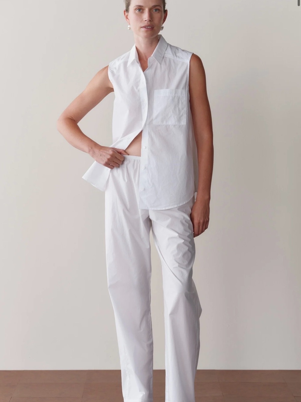 DONNI. White Wide-Leg Cotton Trousers - Picture 2 of 3